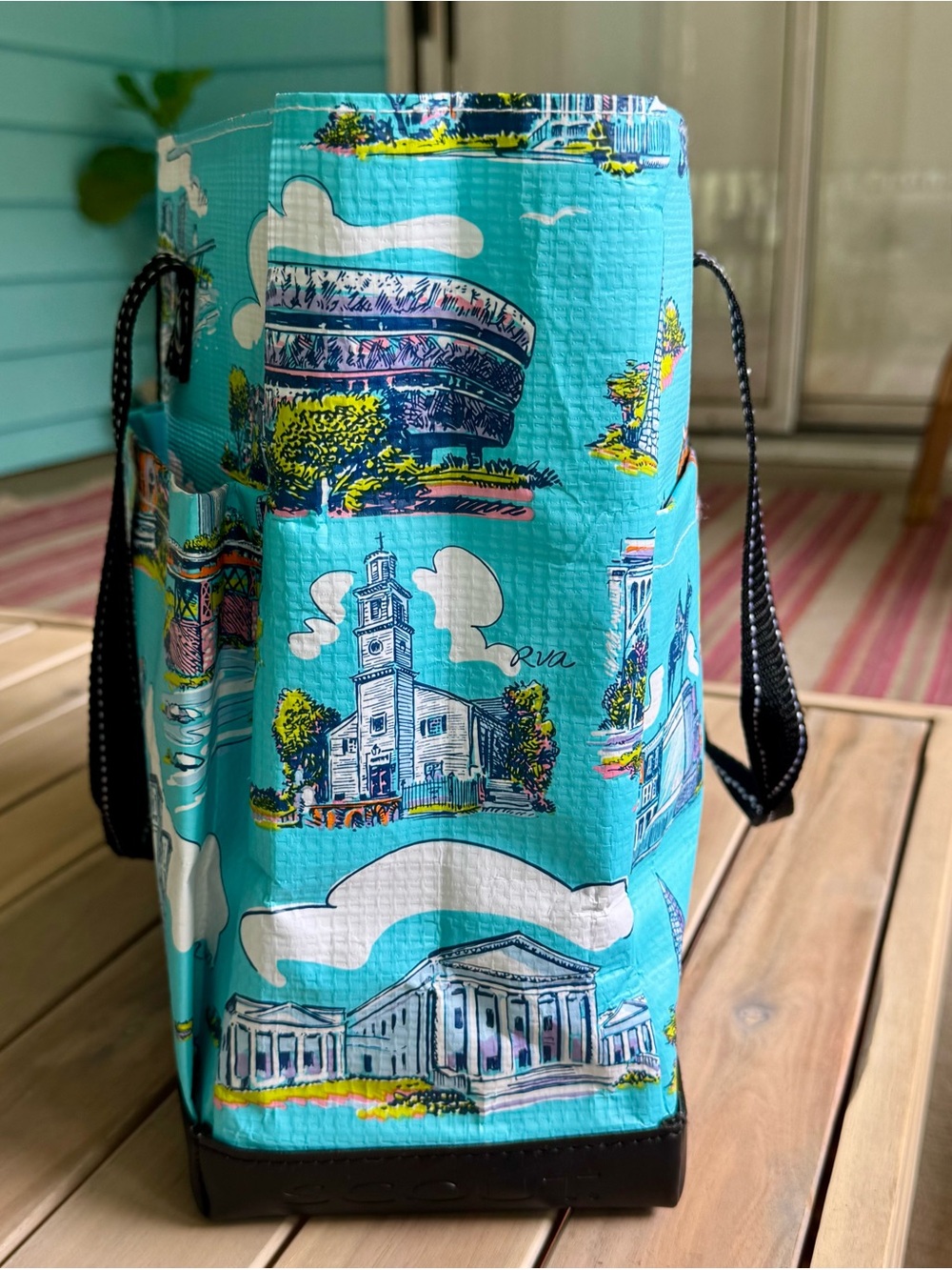 SCOUT RVA Richmond Virginia Landmark Pocket Tote Bag Zip Top Turquoise - Picture 2 of 16
